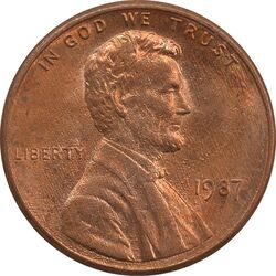 سکه 1 سنت 1987 لینکلن - MS63 - آمریکا