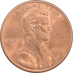سکه 1 سنت 1999D لینکلن - MS62 - آمریکا
