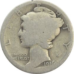 سکه 1 دایم 1916S مرکوری - F - آمریکا