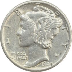 سکه 1 دایم 1940 مرکوری - AU50 - آمریکا