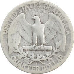سکه کوارتر دلار 1945S واشنگتن - VF25 - آمریکا