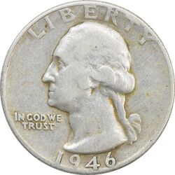 سکه کوارتر دلار 1946 واشنگتن - VF30 - آمریکا