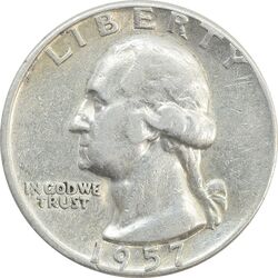 سکه کوارتر دلار 1957 واشنگتن - VF35 - آمریکا