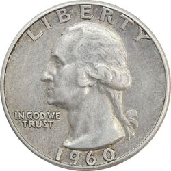 سکه کوارتر دلار 1960 واشنگتن - VF35 - آمریکا