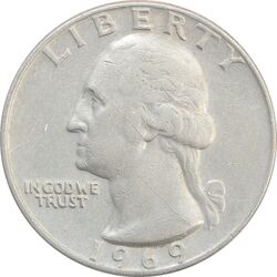 سکه کوارتر دلار 1969 واشنگتن - VF30 - آمریکا