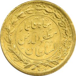 سکه طلا 5000 دینار 1324/3 تصویری (سورشارژ تاریخ) - MS61 - مظفرالدین شاه