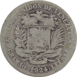 سکه 2 بولیوار 1924 - VF20 - ونزوئلا