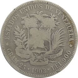 سکه 5 بولیوار 1902 - VF20 - ونزوئلا