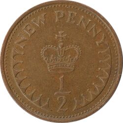 سکه 1/2 پنی 1971 الیزابت دوم - AU50 - انگلستان