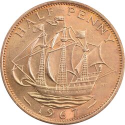 سکه 1/2 پنی 1967 الیزابت دوم - MS63 - انگلستان