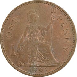 سکه 1 پنی 1962 الیزابت دوم - AU55 - انگلستان