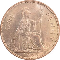 سکه 1 پنی 1965 الیزابت دوم - MS64 - انگلستان