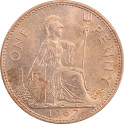 سکه 1 پنی 1967 الیزابت دوم - AU58 - انگلستان
