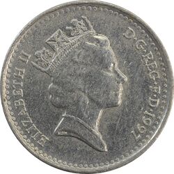 سکه 5 پنس 1997 الیزابت دوم - AU50 - انگلستان