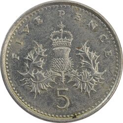 سکه 5 پنس 1997 الیزابت دوم - AU50 - انگلستان