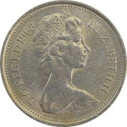 سکه 5 پنس 1968 الیزابت دوم - AU55 - انگلستان