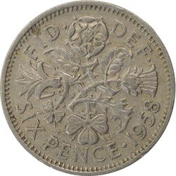 سکه 6 پنس 1958 الیزابت دوم - EF45 - انگلستان