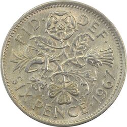 سکه 6 پنس 1967 الیزابت دوم - MS62 - انگلستان