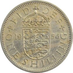 سکه 1 شیلینگ 1956 (سپر انگلیس) الیزابت دوم - AU55 - انگلستان
