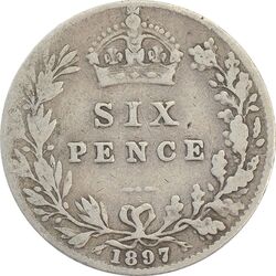 سکه 6 پنس 1897 ویکتوریا - VF20 - انگلستان