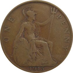 سکه 1 پنی 1915 جرج پنجم - VF25 - انگلستان