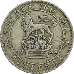 سکه 6 پنس 1922 جرج پنجم - EF40 - انگلستان