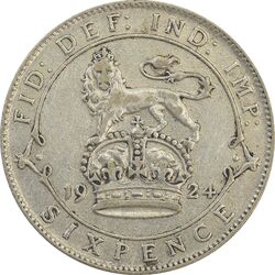 سکه 6 پنس 1924 جرج پنجم - AU58 - انگلستان