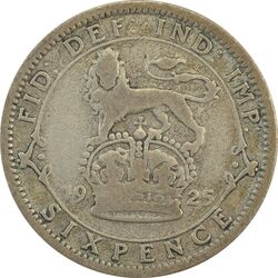 سکه 6 پنس 1925 جرج پنجم - VF30 - انگلستان