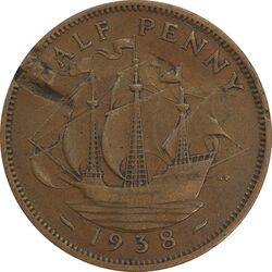 سکه 1/2 پنی 1938 جرج ششم - VF35 - انگلستان