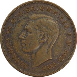 سکه 1 پنی 1937 جرج ششم - EF45 - انگلستان