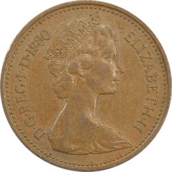سکه 1 پنی 1980 الیزابت دوم - EF45 - انگلستان