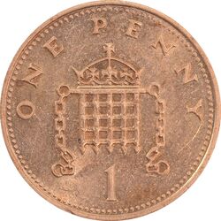 سکه 1 پنی 1986 الیزابت دوم - AU58 - انگلستان