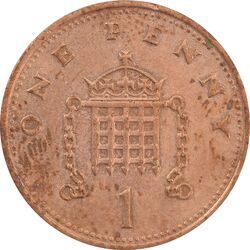 سکه 1 پنی 1987 الیزابت دوم - AU53 - انگلستان