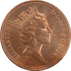سکه 1 پنی 1988 الیزابت دوم - MS63 - انگلستان