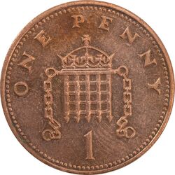 سکه 1 پنی 1989 الیزابت دوم - AU50 - انگلستان