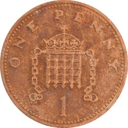سکه 1 پنی 1990 الیزابت دوم - AU55 - انگلستان
