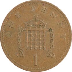 سکه 1 پنی 1990 الیزابت دوم - EF45 - انگلستان