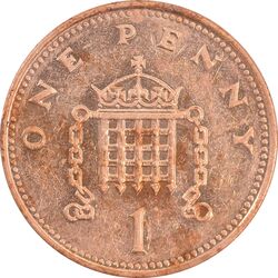 سکه 1 پنی 1993 الیزابت دوم - AU58 - انگلستان