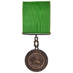 مدال برنز بپاداش خدمت (با روبان و جعبه فابریک) - UNC - رضا شاه