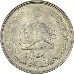 سکه 1 ریال 1323/2 نقره - سورشارژ تاریخ (نوع یک) - MS62 - محمد رضا شاه