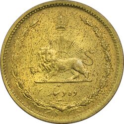 سکه 10 دینار 1320 برنز - MS64 - رضا شاه