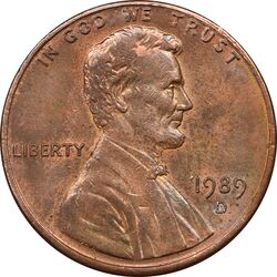 سکه 1 سنت 1989D لینکلن - MS61 - آمریکا