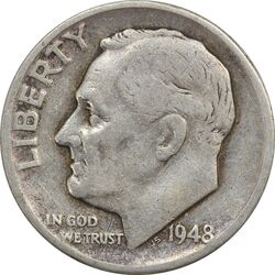 سکه 1 دایم 1948 روزولت - EF45 - آمریکا