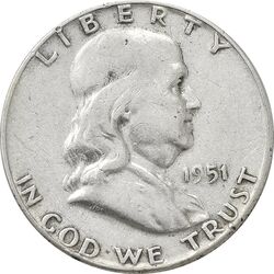 سکه نیم دلار 1951 فرانکلین - AU50 - آمریکا