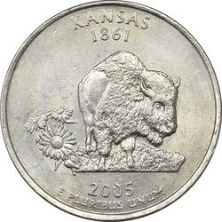 سکه کوارتر دلار 2005D ایالتی (کانزاس) - MS61 - آمریکا