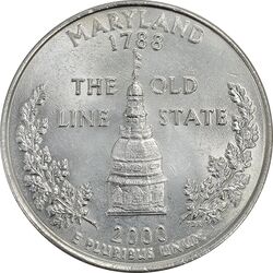 سکه کوارتر دلار 2000P ایالتی (مریلند) - MS61 - آمریکا