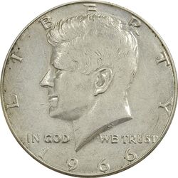 سکه نیم دلار 1966 کندی - AU55 - آمریکا