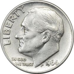 سکه 1 دایم 1964D روزولت - EF45 - آمریکا