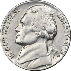 سکه 5 سنت 1975D جفرسون - AU50 - آمریکا