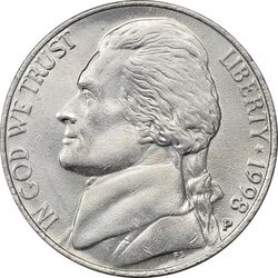 سکه 5 سنت 1998P جفرسون - MS61 - آمریکا